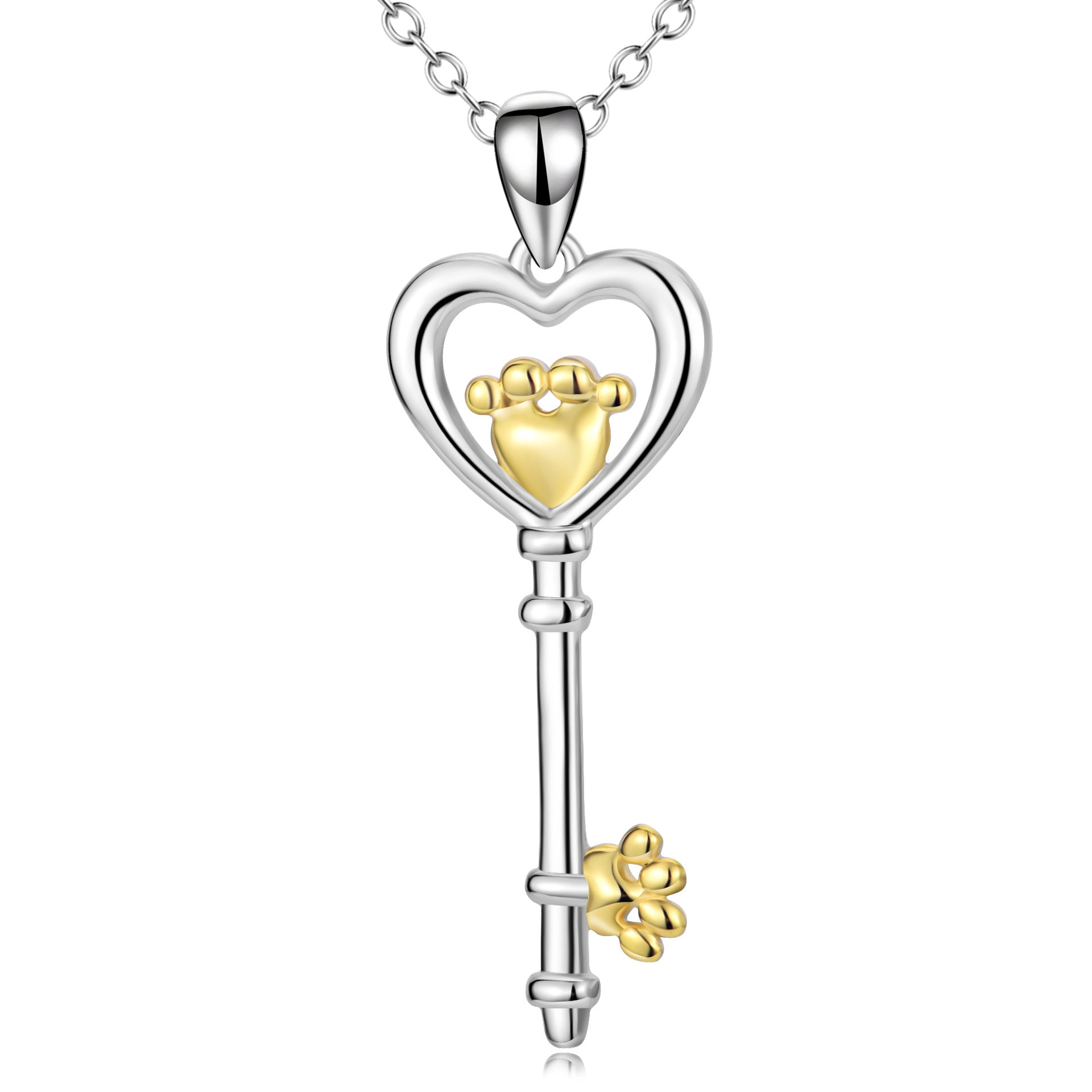 Delicate Key Pendant Necklace in 925 Sterling Silver