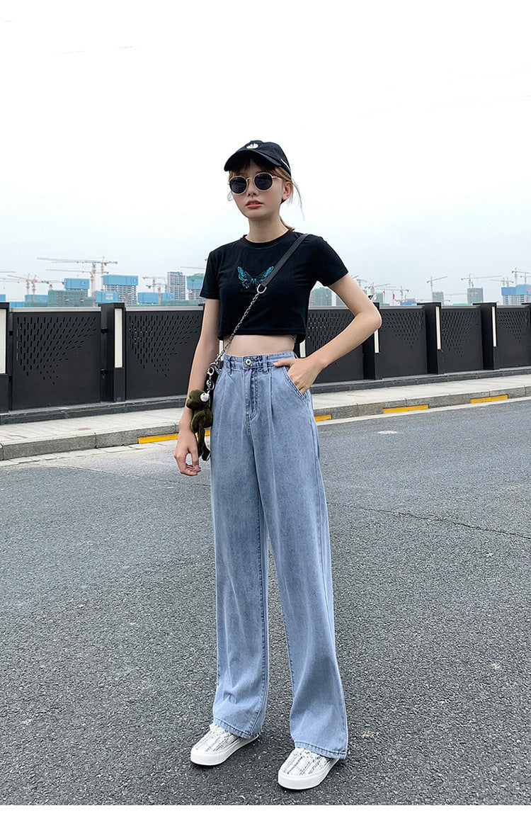 High waist drape jeans