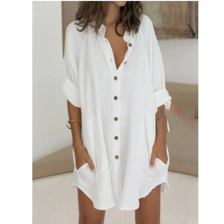 Women's Mid-length Long-Sleeved Loose Shirt Women