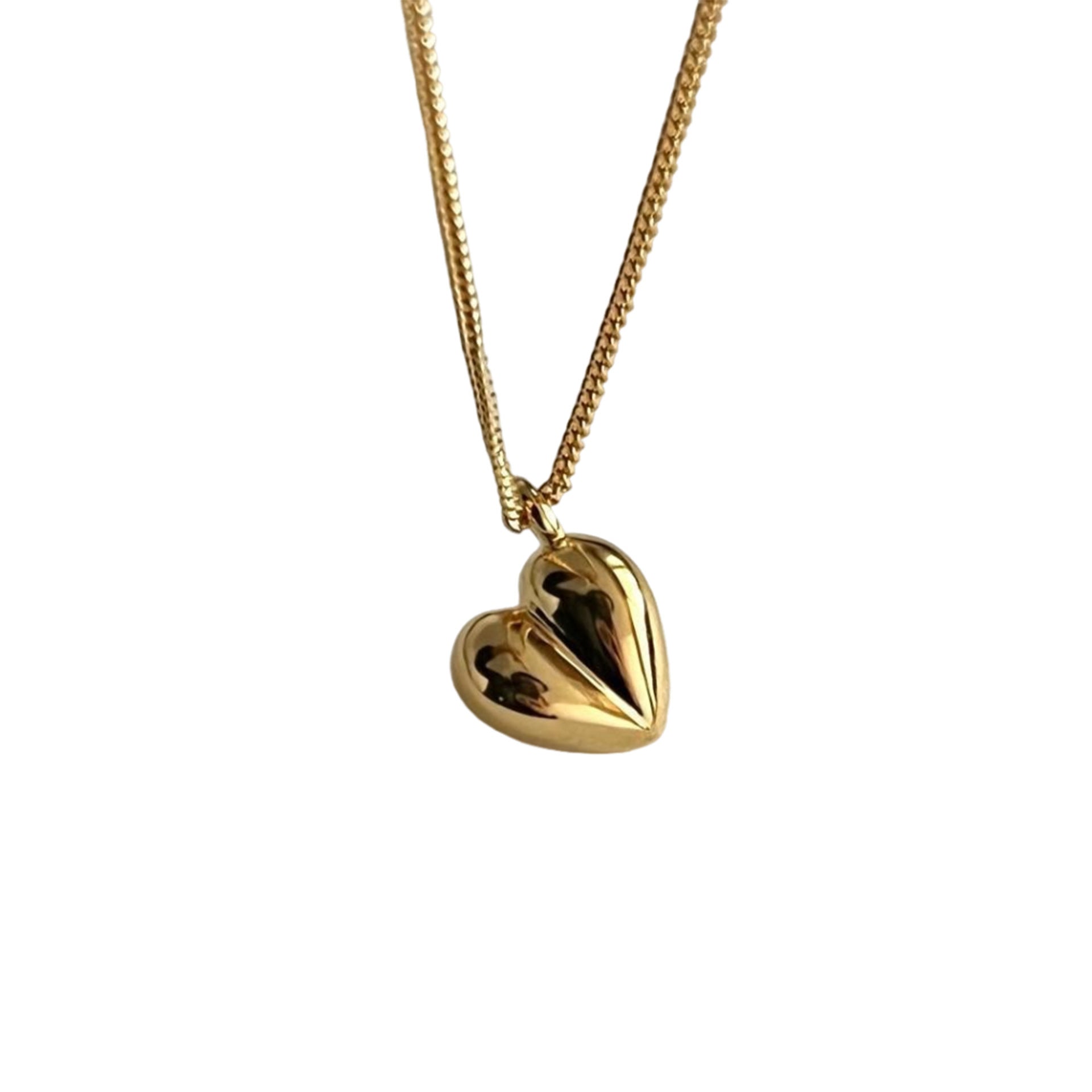 Two-Tone Heart Pendant Necklace – 925 Silver and Gold Detail