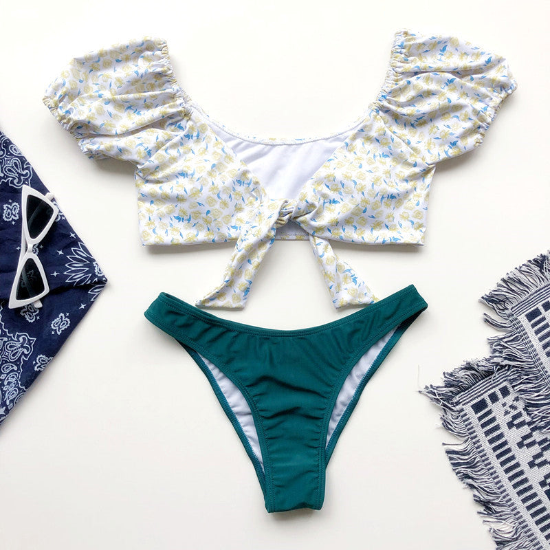 New printed contrast swimsuit