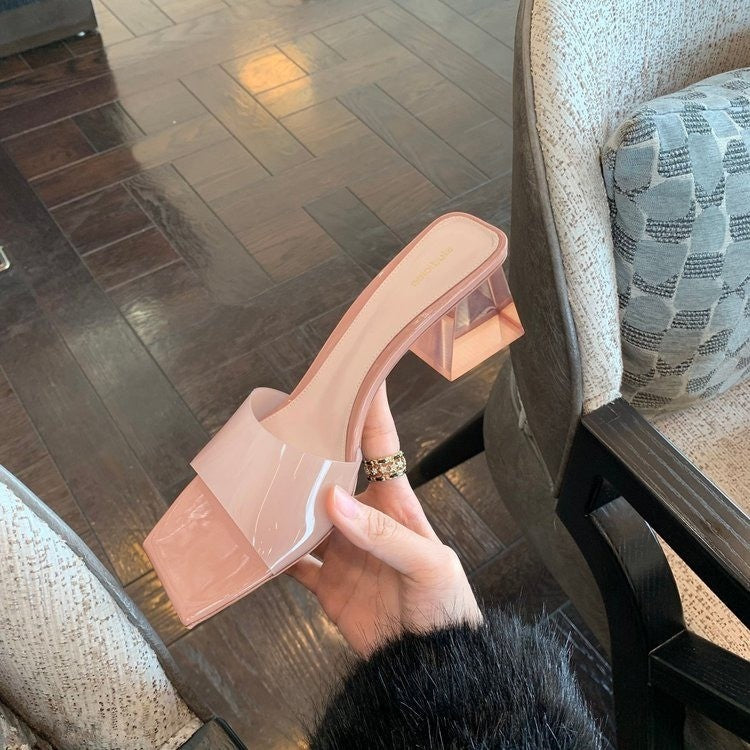 Fashionable Transparent Chunky Heel