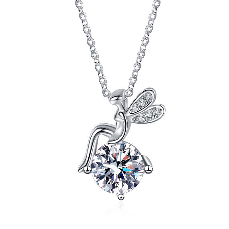 FARCENT 925 Sterling Silver Necklace with Sparkling Moissanite Stone