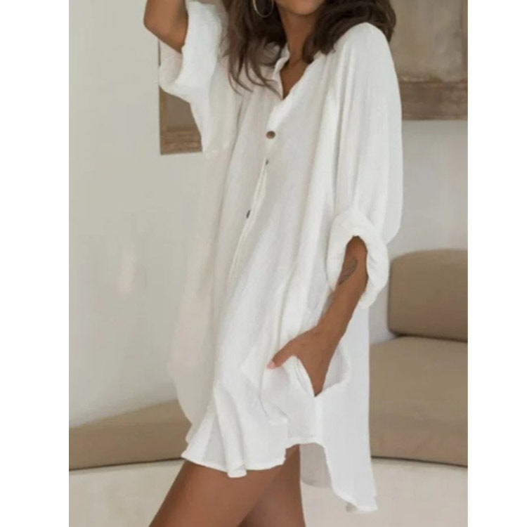 Women's Mid-length Long-Sleeved Loose Shirt Women