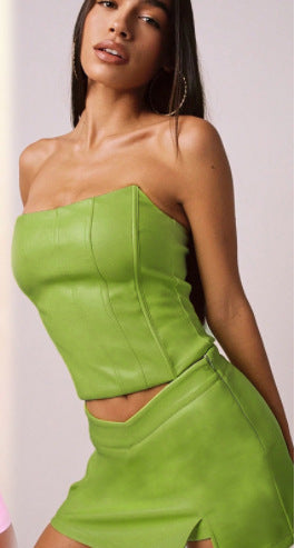 Fishbone Off-the-shoulder Collar Wrap Chest Vest Top Women