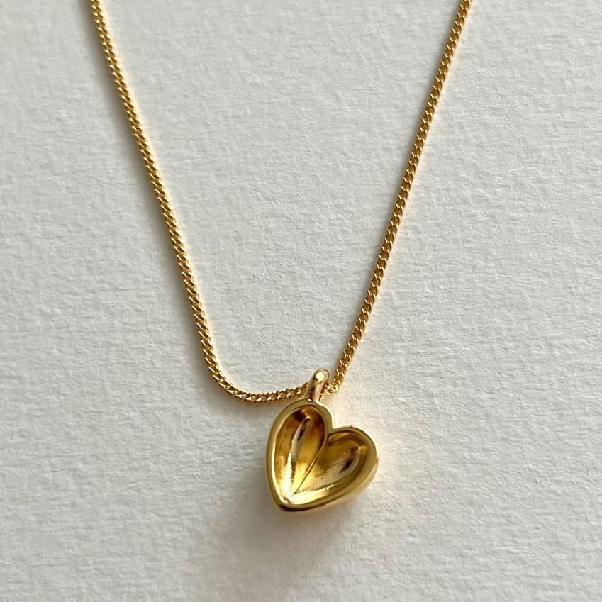 Two-Tone Heart Pendant Necklace – 925 Silver and Gold Detail