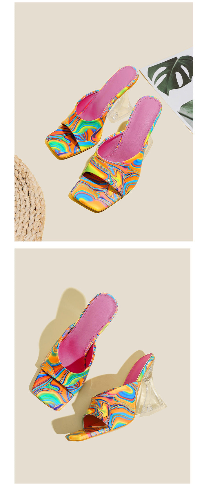 Color Fashion Square Toe Heels