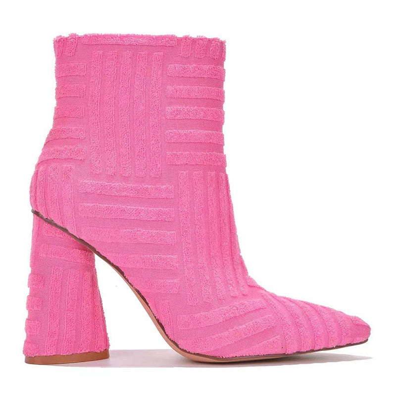 Feminine Pointed Toe Heeled Ankle Boots