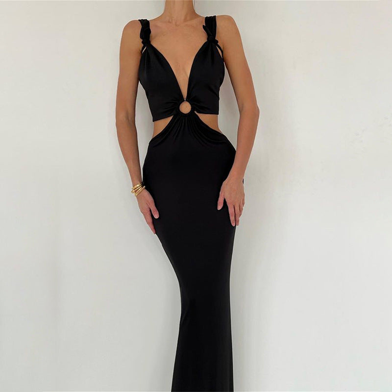 Women’s Sexy Long Dress — Backless with Stylish Neck Straps