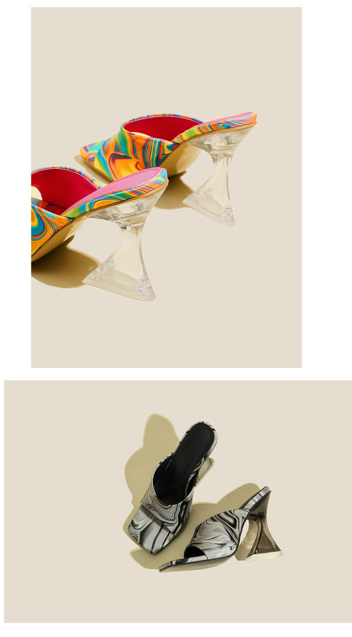 Color Fashion Square Toe Heels