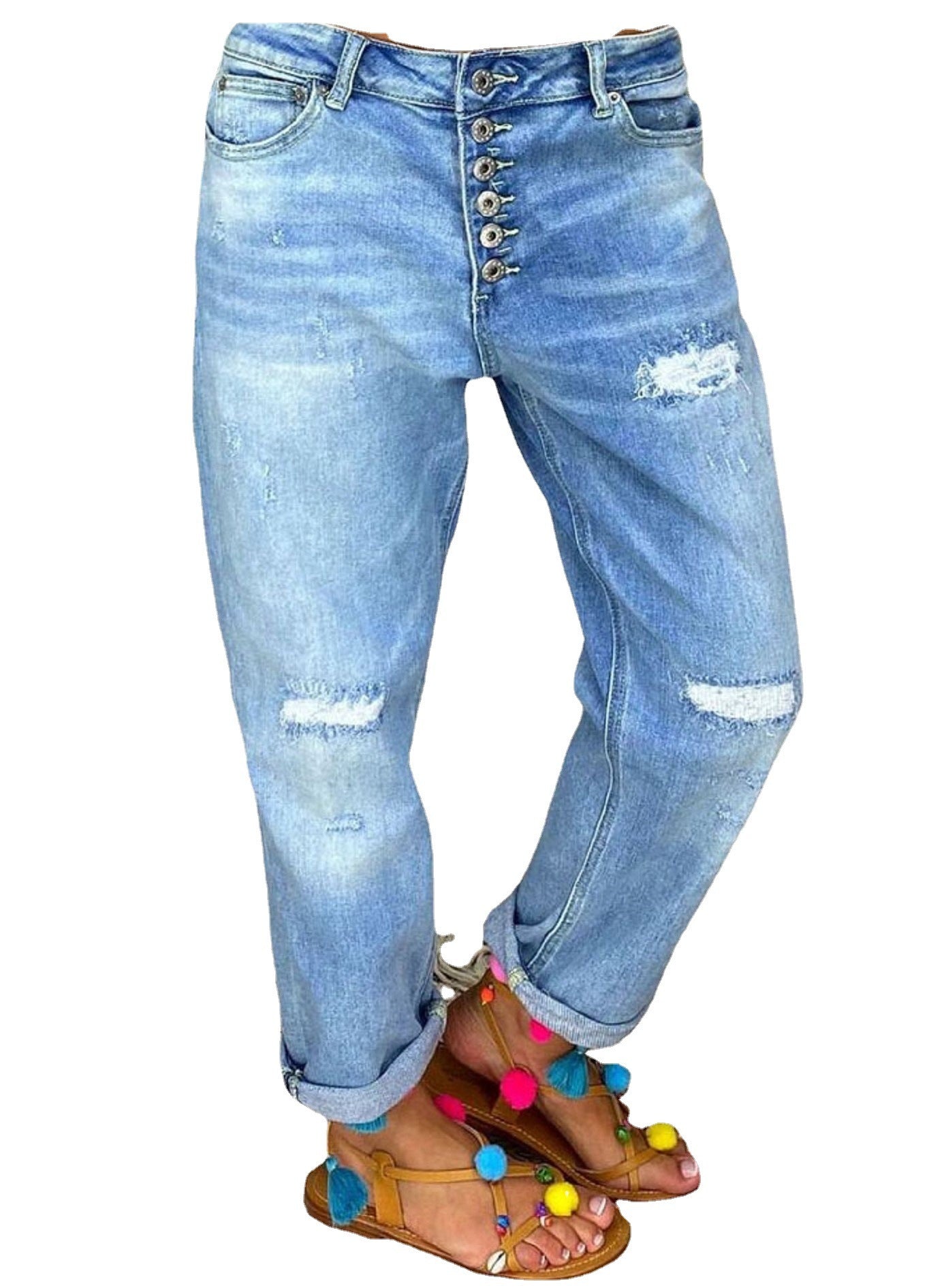 Jeans High-waisted Summer Loose Slim Straight Daddy Pants