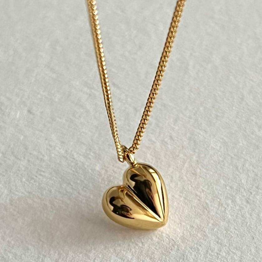 Two-Tone Heart Pendant Necklace – 925 Silver and Gold Detail