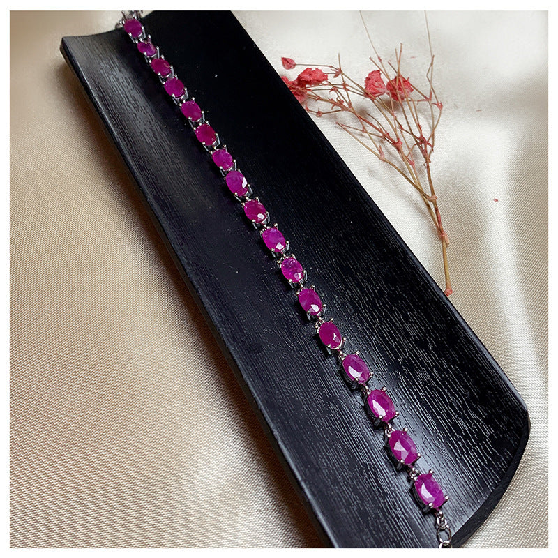 Silver Inlaid Ruby Bracelet