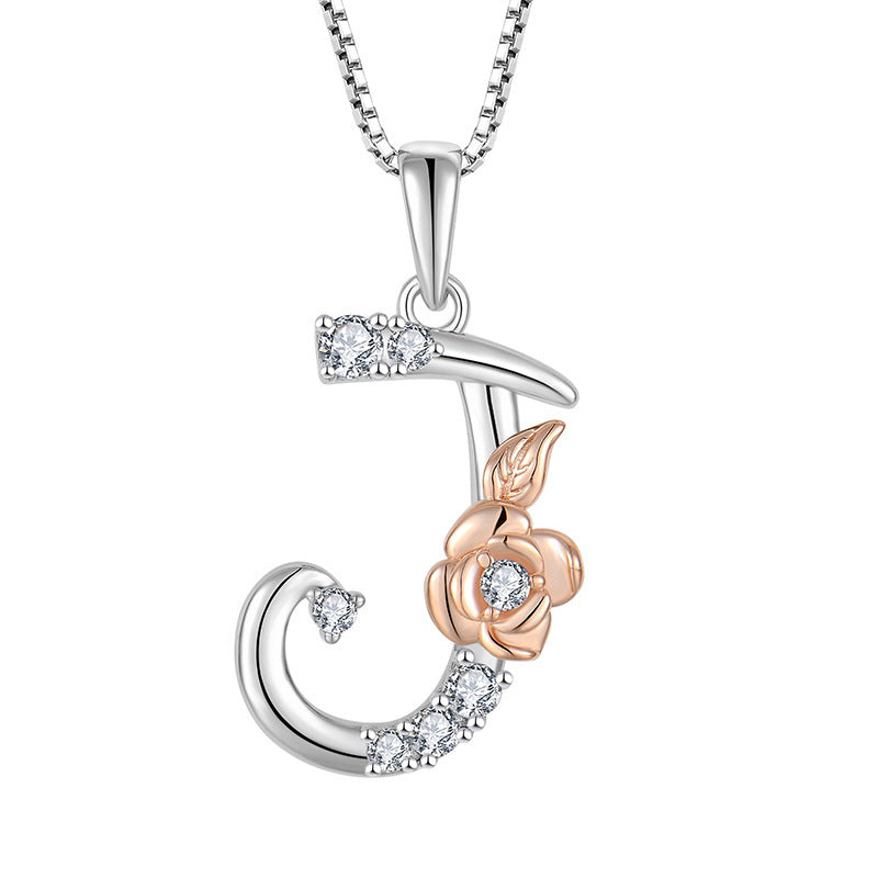 26 English Letters Necklace – 925 Sterling Silver Zircon Initial Pendant Jewelry for Women