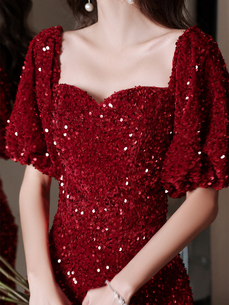 Elegant Red Fishtail Bridal Dress for Women