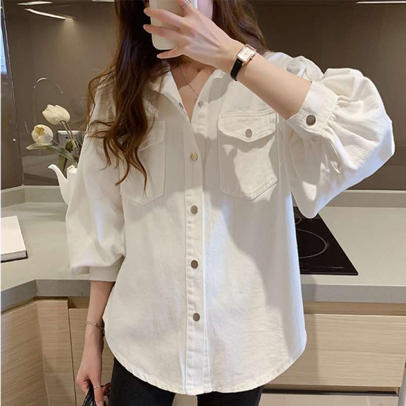 Blouses Shirts Women Spring Pockets Long Sleeve Fashion