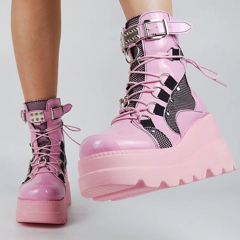 Gothic-Style Platform Mid-Calf Boots for Women