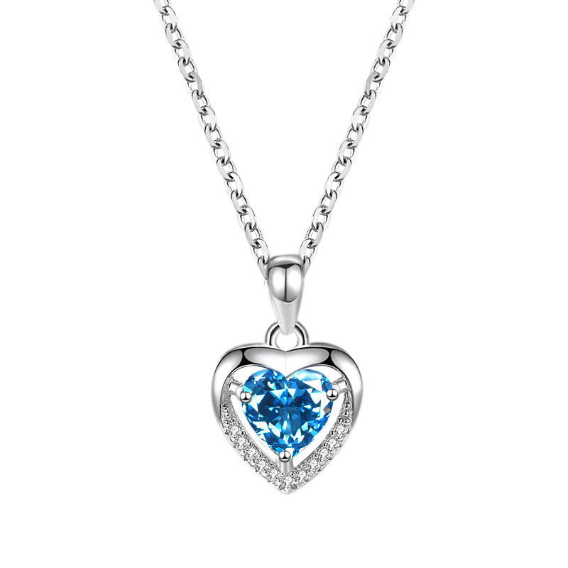 Refined 925 Silver Heart Necklace with Crystal Accents – Perfect Valentine’s Gift