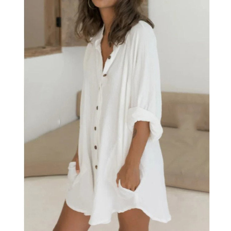 Women's Mid-length Long-Sleeved Loose Shirt Women