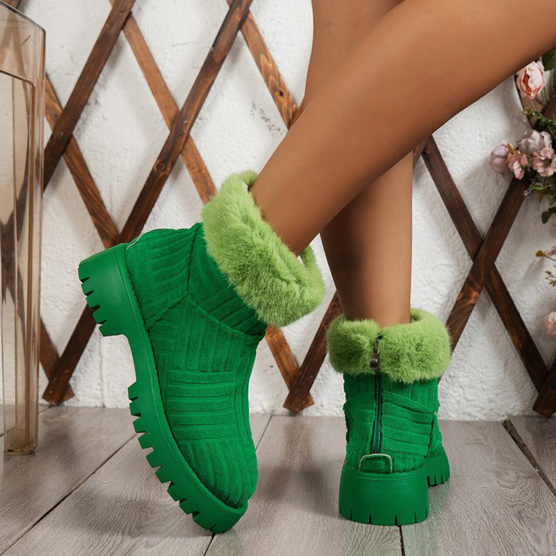 Warm & Trendy Plush Ankle Boots – Winter-Ready Snow Style
