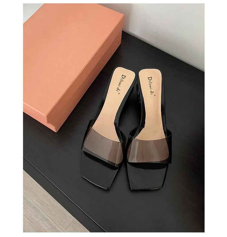 Fashionable Transparent Chunky Heel