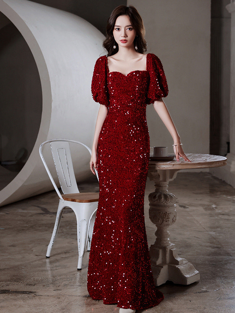 Elegant Red Fishtail Bridal Dress for Women