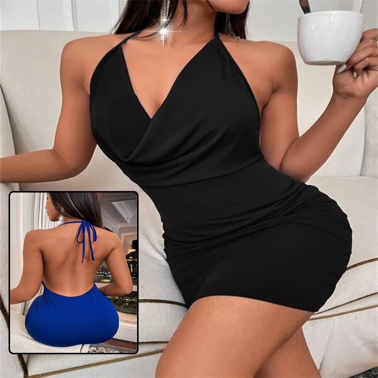Summer Deep V-neck Dress Temperament Sling Backless Halter Dresses