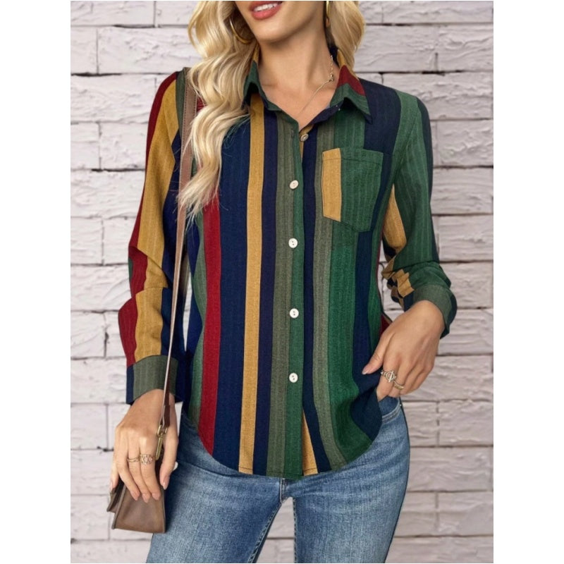 Collared Shirt Casual Long Sleeve Business Office Work Blouses Tops
