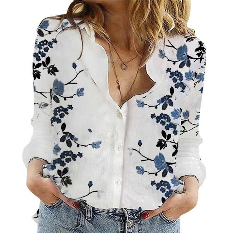 Women's Long Sleeve Lapel Geometric Print Fashion