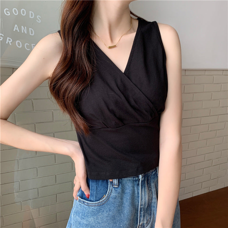 Women's Fashion Slim Fit Slimming V-neck Waist Trimming Short Vest
