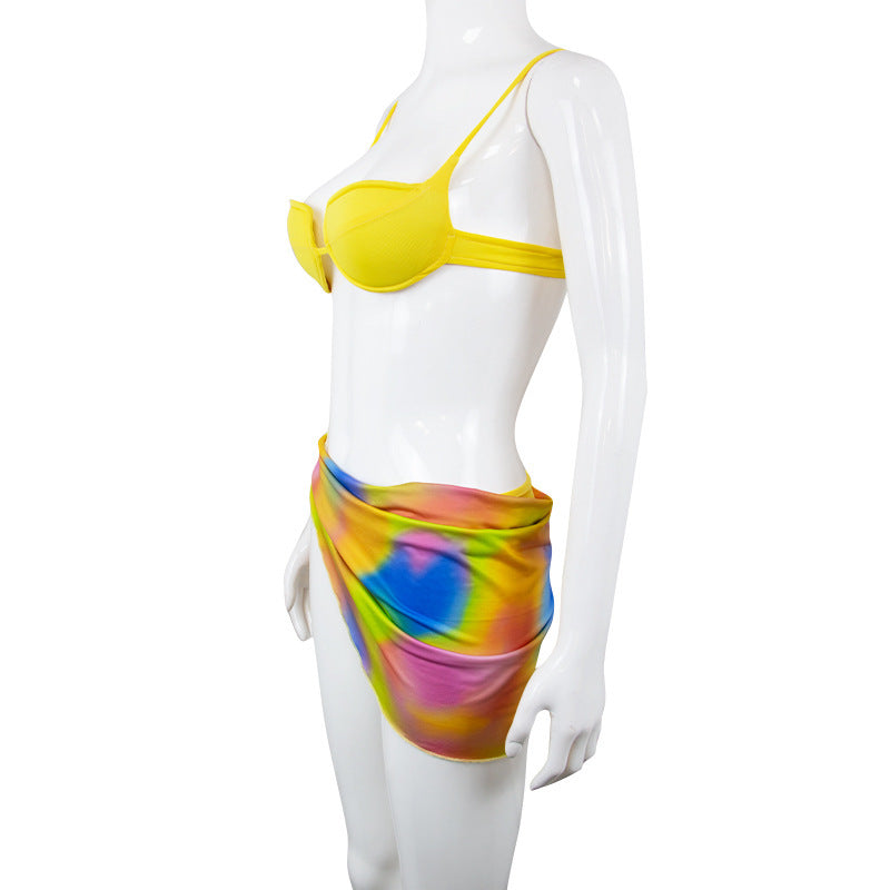 Bikini Swimsuit Split Print Skirt