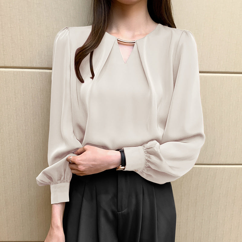 High-quality Acetate Satin Shirt Women's Design Sense