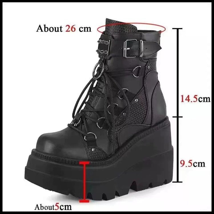 Gothic-Style Platform Mid-Calf Boots for Women