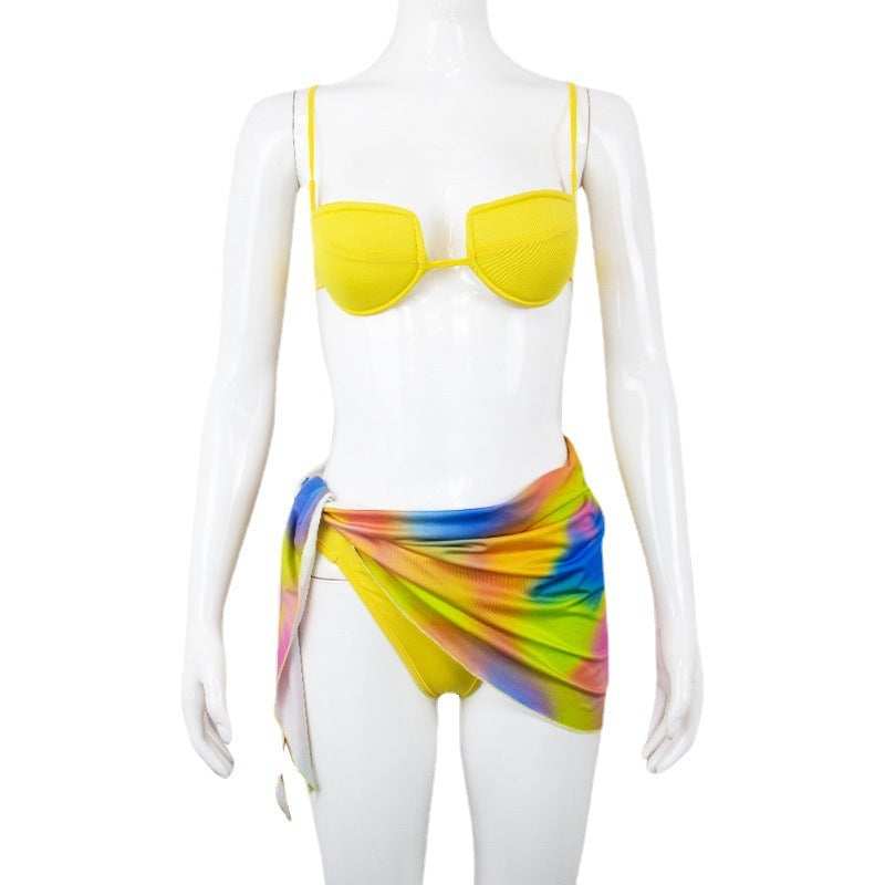 Bikini Swimsuit Split Print Skirt