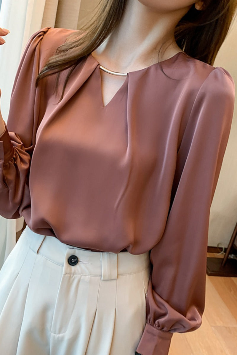 High-quality Acetate Satin Shirt Women's Design Sense