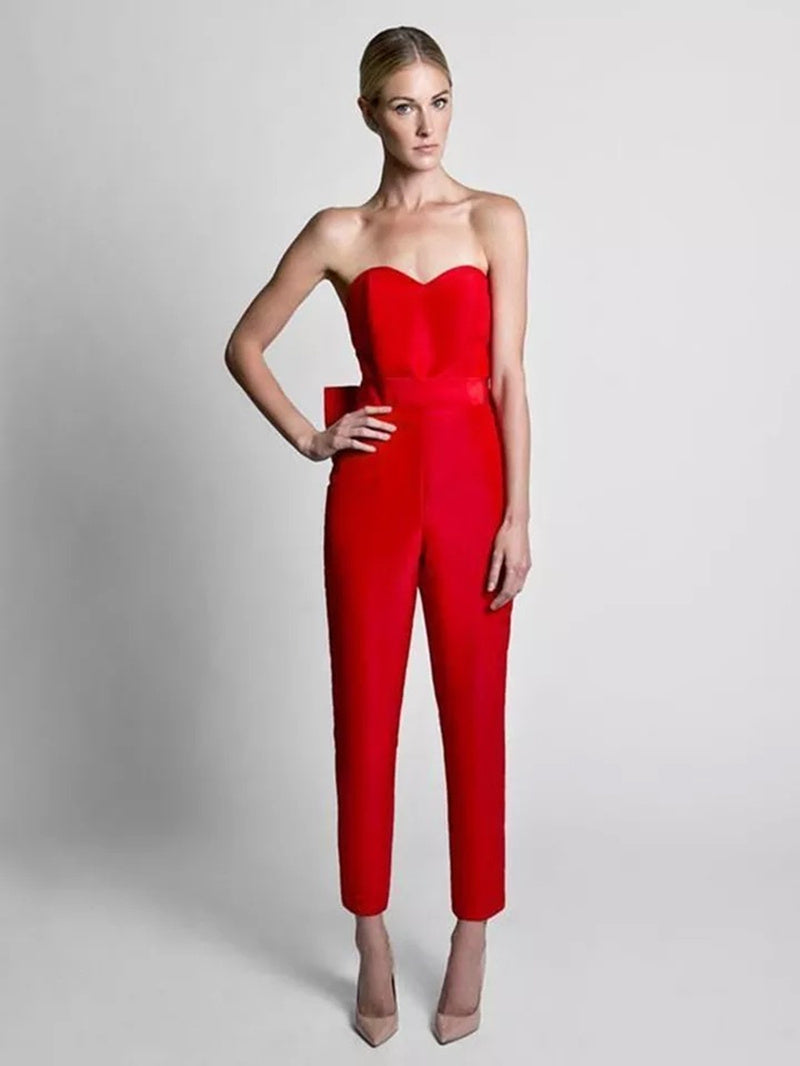 Elegant Red Jumpsuit Evening Dress