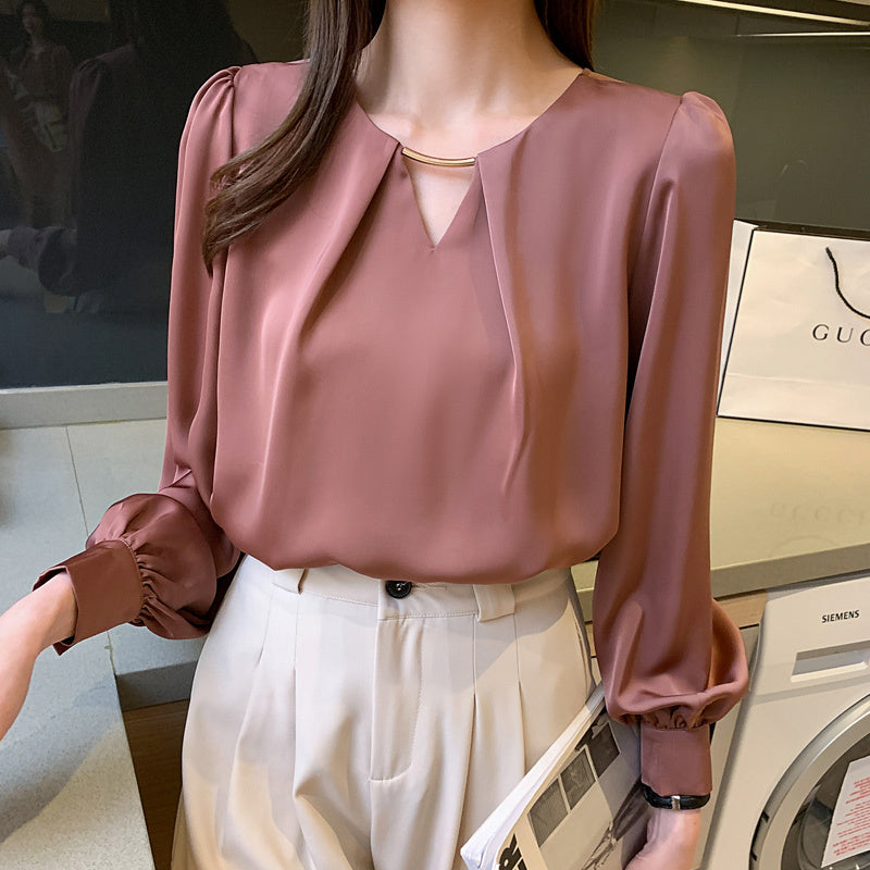 High-quality Acetate Satin Shirt Women's Design Sense
