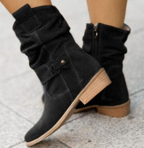 Suede Western Boots – Chic Pointed Toe Mid-Calf Style for Effortless Winter Looks