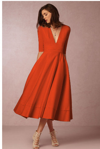 V-neck Dresses - Retro 60s Swing Sleeve