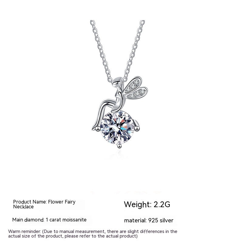 FARCENT 925 Sterling Silver Necklace with Sparkling Moissanite Stone