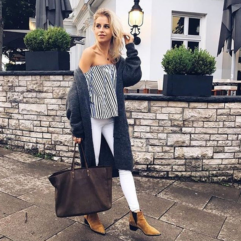 Fashion Simple Women's Striped One-shoulder Shirt