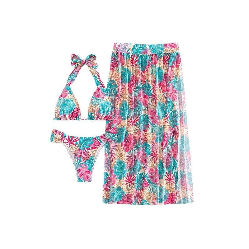 New Printed Mesh Beach Skirt Split  Swimsuit