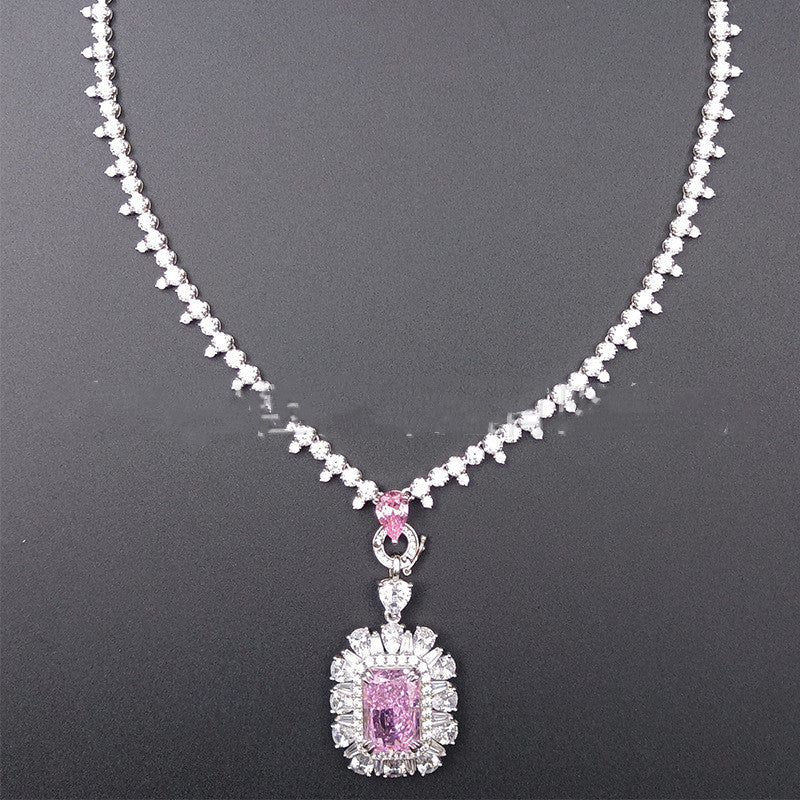 Luxurious Women’s Necklace in S925 Sterling Silver with Sparkling Cubic Zirconia by Zhou Hengfu