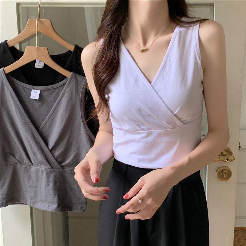 Women's Fashion Slim Fit Slimming V-neck Waist Trimming Short Vest