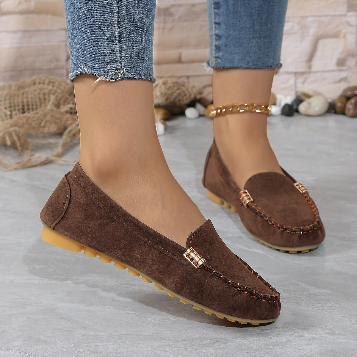 “Everyday Slip-On Chic – Soft Sole Peas Flats for Women”