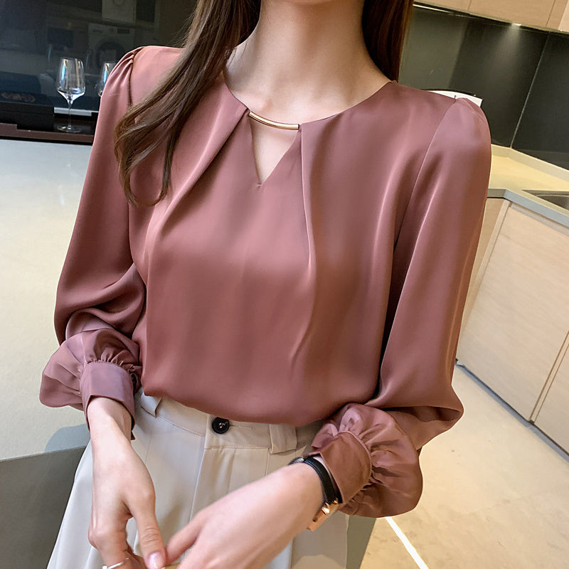 High-quality Acetate Satin Shirt Women's Design Sense