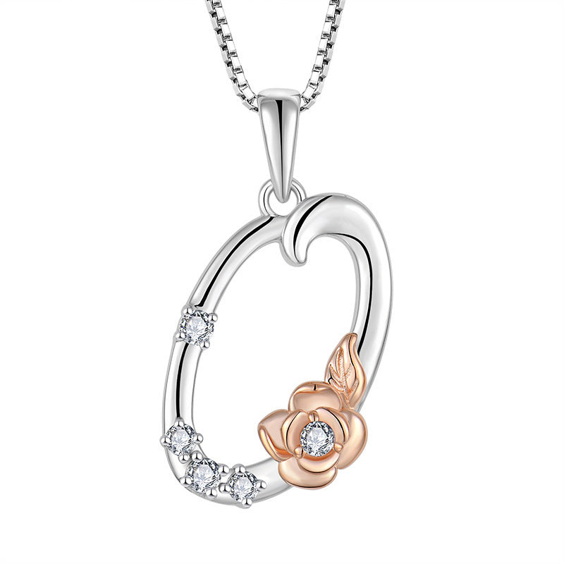 26 English Letters Necklace – 925 Sterling Silver Zircon Initial Pendant Jewelry for Women