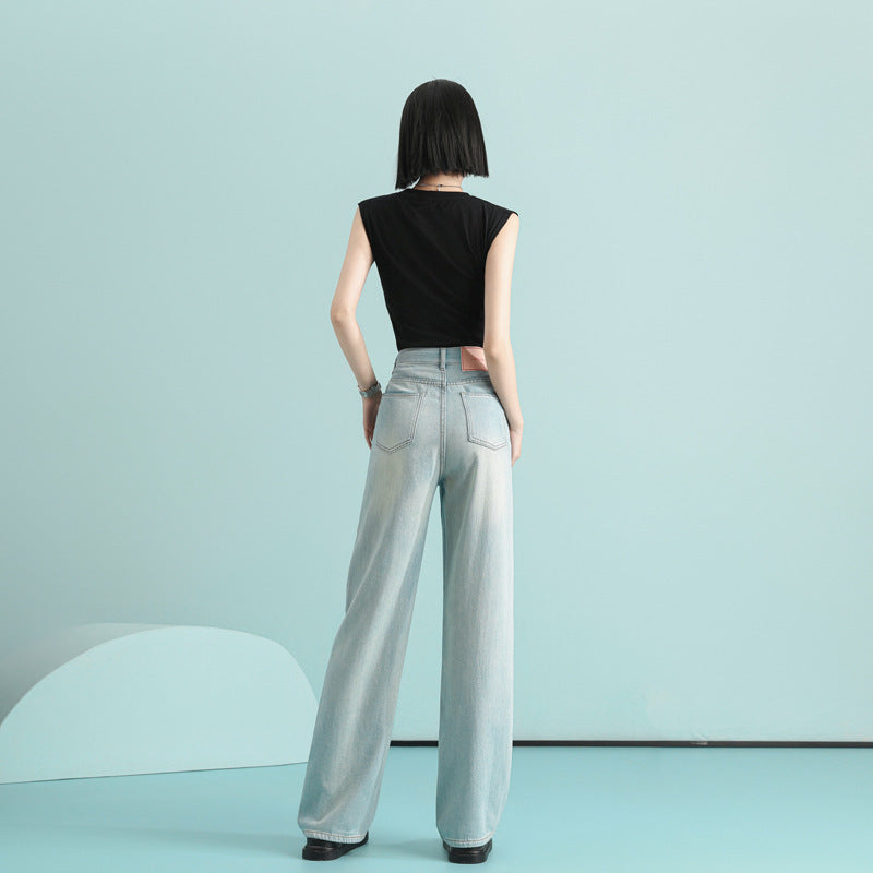 Lyocell Jeans Thin Super Soft Texture Mopping High Waist Wide Leg Jeans