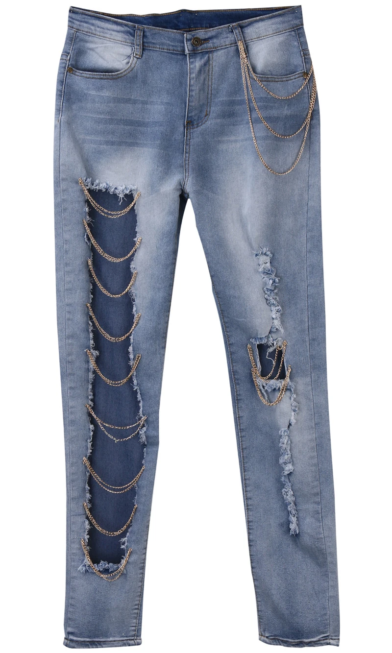 Exaggerated big ripped jeans