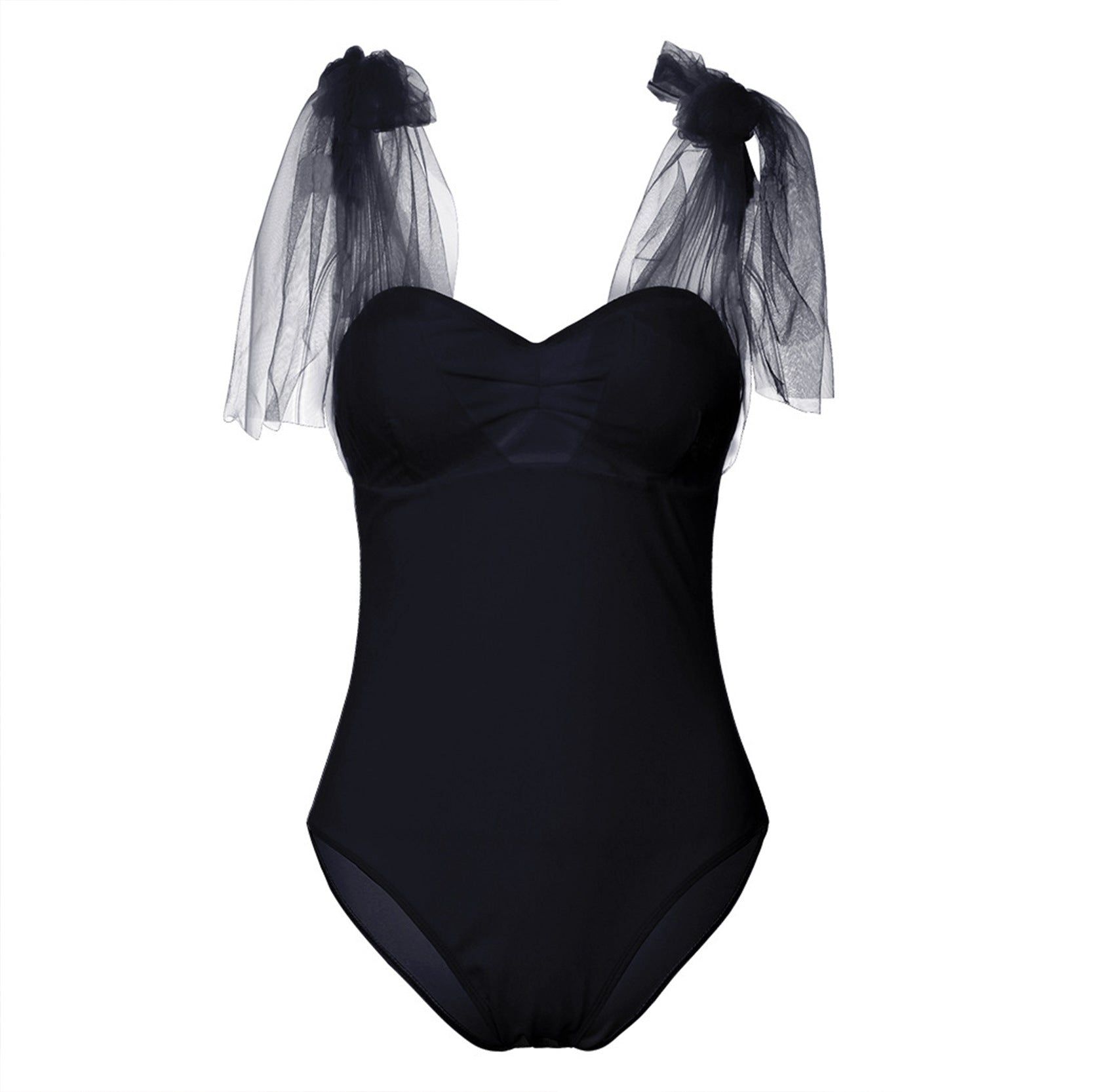 Solid Mesh Banded Swimsuit